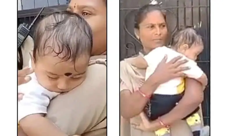 "Hyderabad: Woman Police Officer Cares for Baby While Mother Takes TGSPSC Exam, Earning Praise for Compassionate Act"